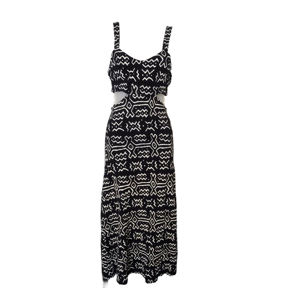Tribal print summer dress with cut outs
